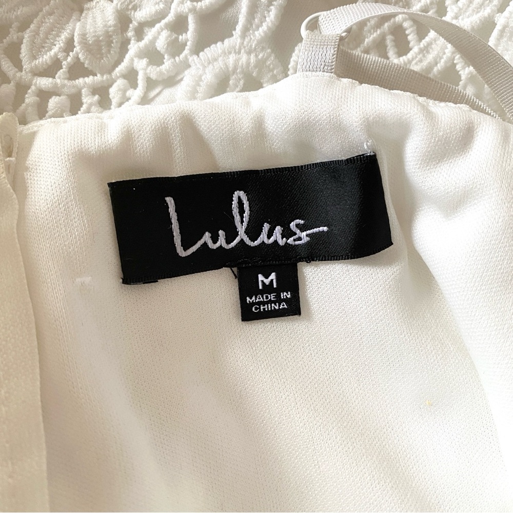 Lulus Pass The Prosecco White Lace Bodycon Mini Dress Sz M - Picture 11 of 14